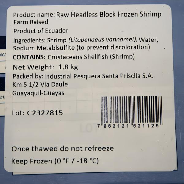 バナメイ海老　31-40　エクアドル　トロピカル　1.8kg　セミIQF