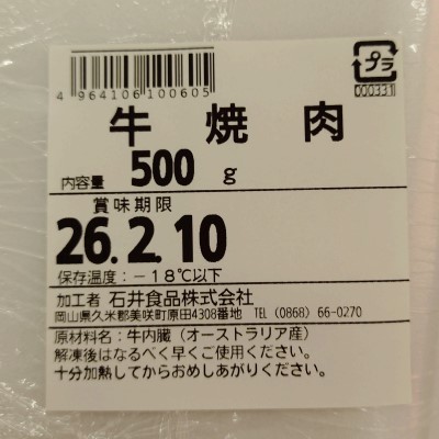 輸入牛　牛ハラミカット５００ｇ