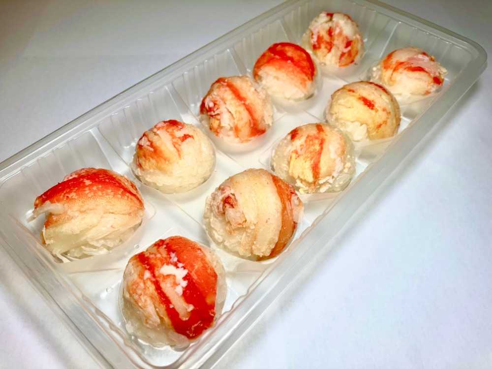 CAS凍結手まり寿司（カニ）自然解凍（ズワイ）