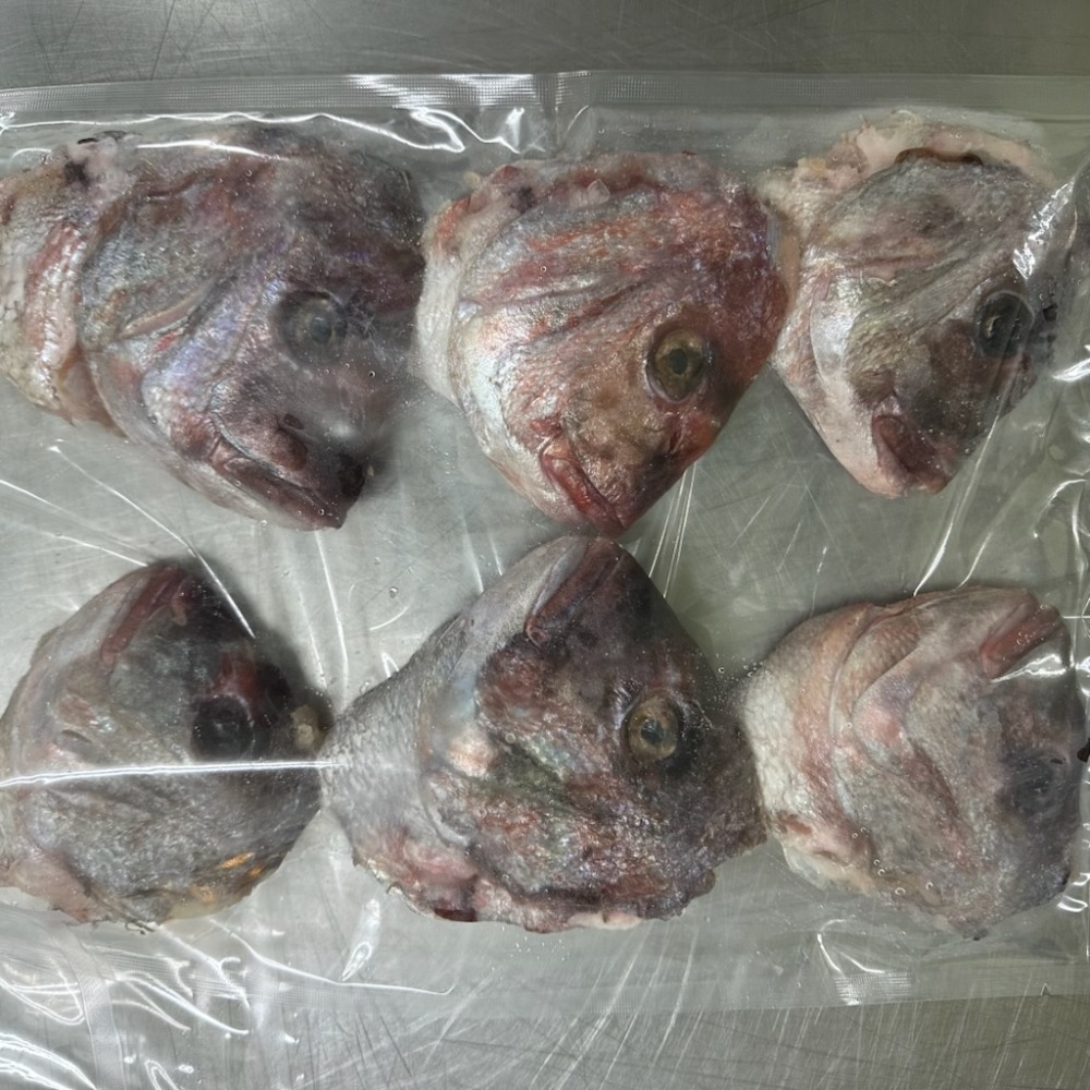 【瀬戸内海産】　養殖鯛頭　半割れ　100/200　6入り10P