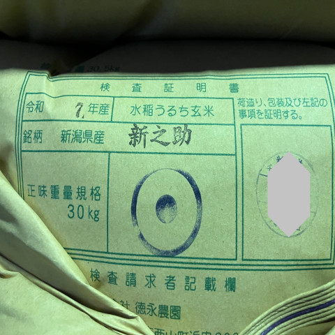 【送料無料】新米　令和7年産 玄米　新潟県産　 新之助　一等米