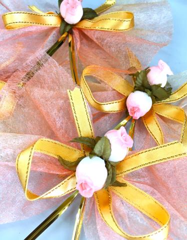 【送料無料】ラッピング用ワイヤータイ(りぼん、花付き)