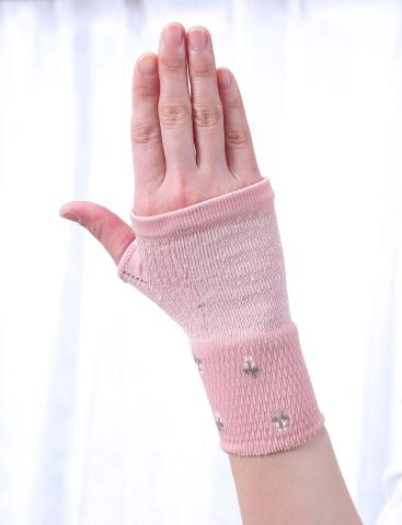 【送料無料】【日本製】小花柄手首サポーター2枚組　ピンク