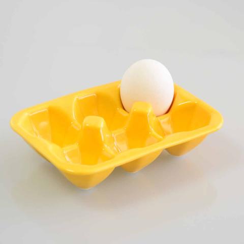 【送料無料】磁器製 6個用卵立て エッグホルダー(イエロー)