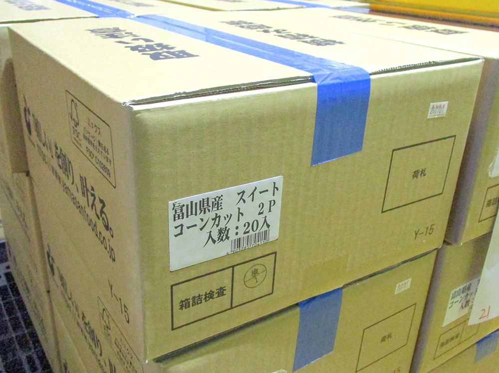 富山県産スイートコーン　カット2P(バーベキューに)(正味)x20袋