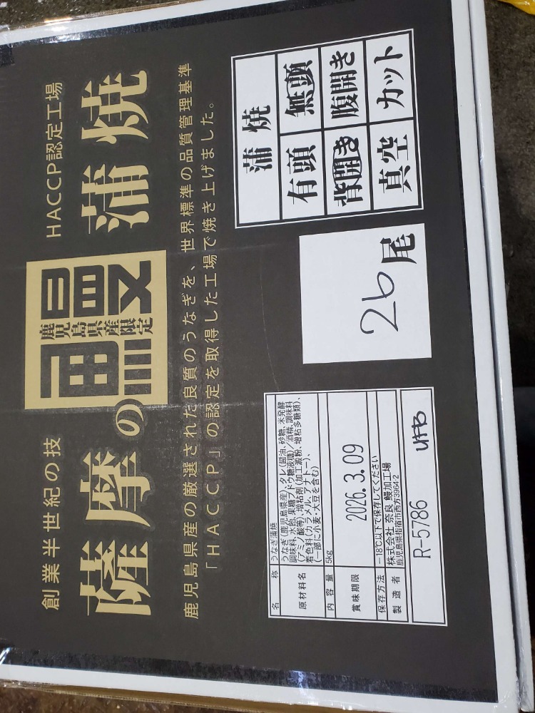 鹿児島産　鰻蒲焼き　10K　　50尾