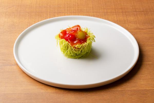 カラーカダイフ（グリーン）　中東ルーツの細麺状の生地1545